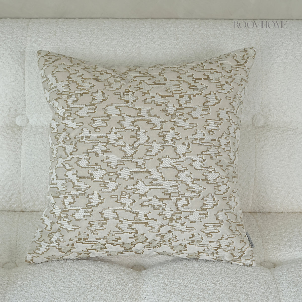 Muted Houndstooth Textured Velvet Cushion