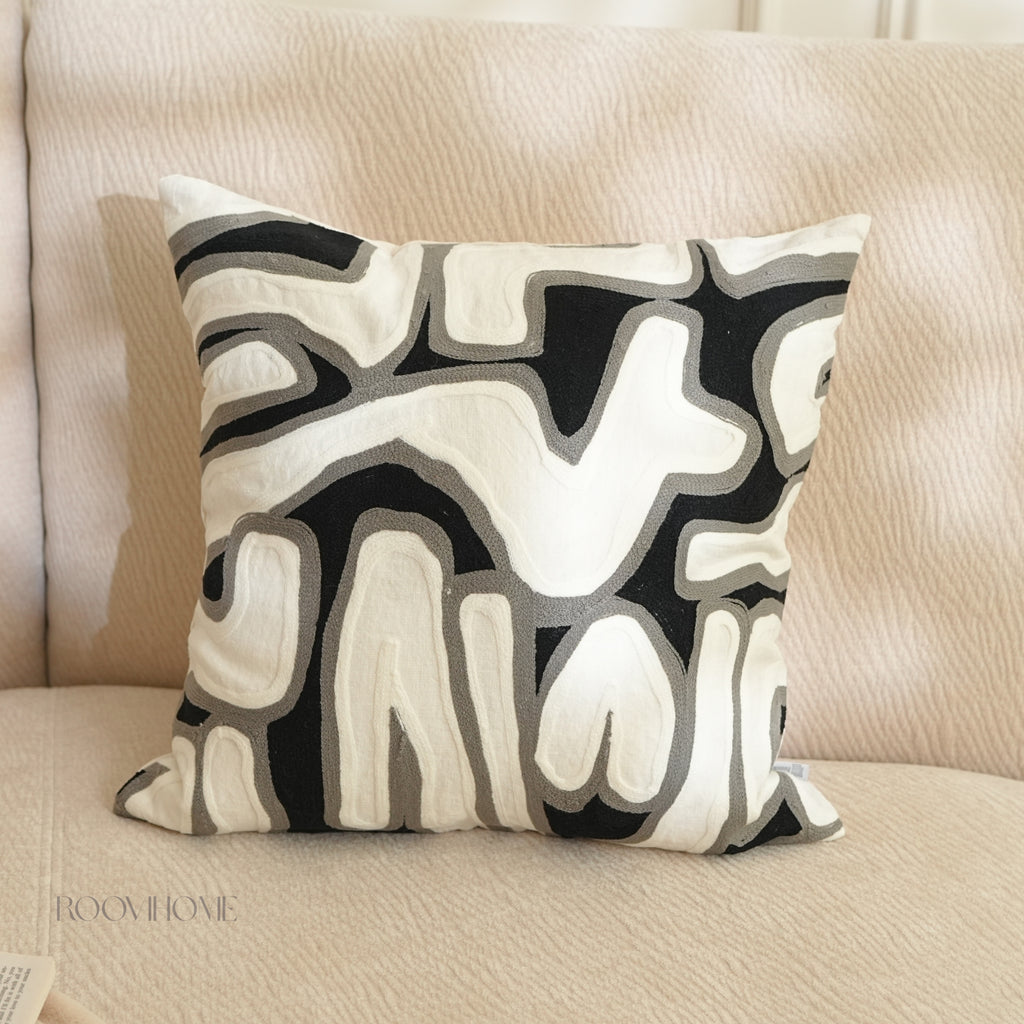 Monochrome Abstract Geometric Cushion