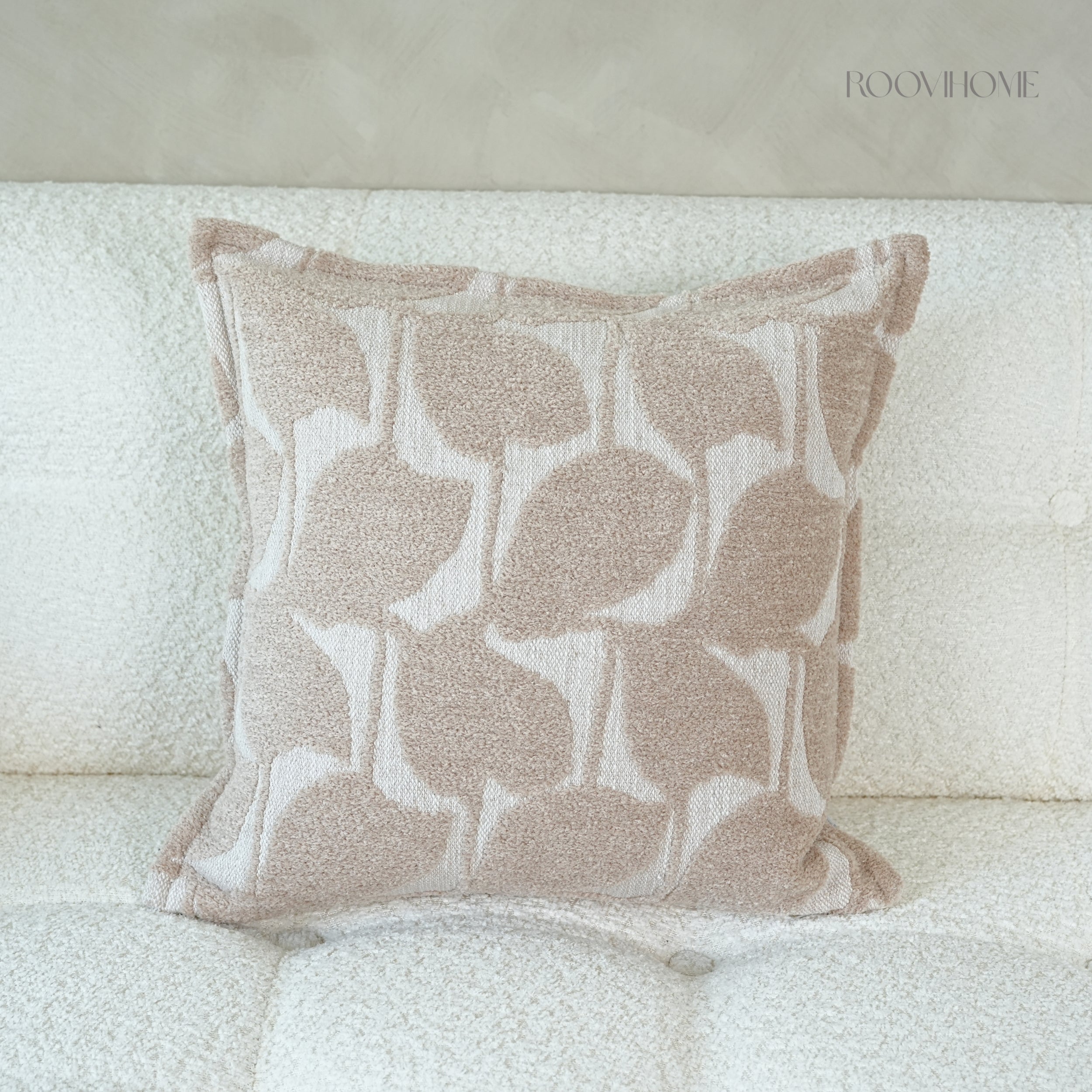 Soft Leaf Muted-Tone Jacquard Cushions
