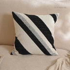Textured Bouclé Chenille Cushion Cover / Throw Pillow, Modern Curved Stripe Minimalist Style, Soft Luxury Sofa Cushion for Living Room Home Décor, Ready to Ship | RooviHome Contour