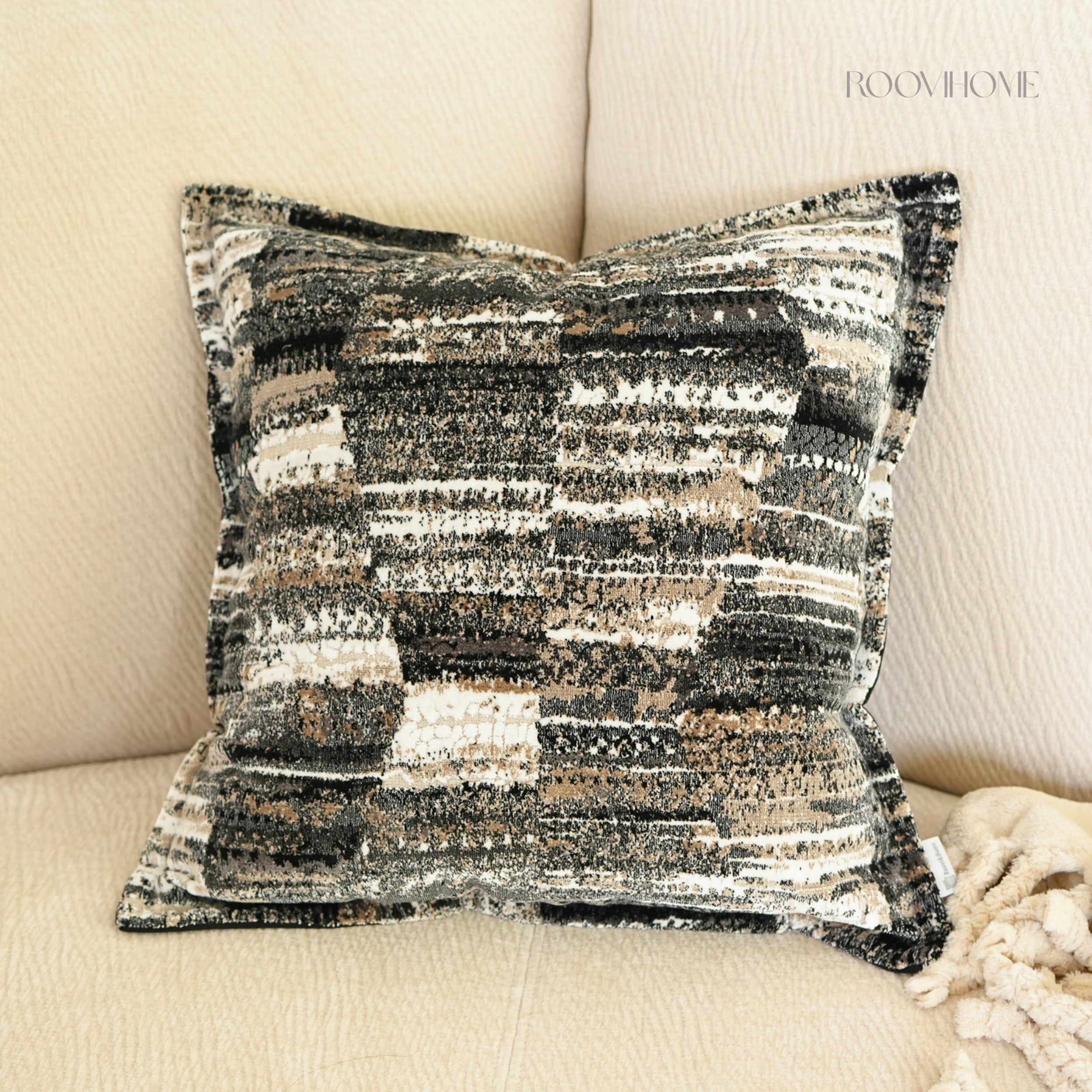 Patina Canvas Velvet Modern Vintage Decorative Cushion