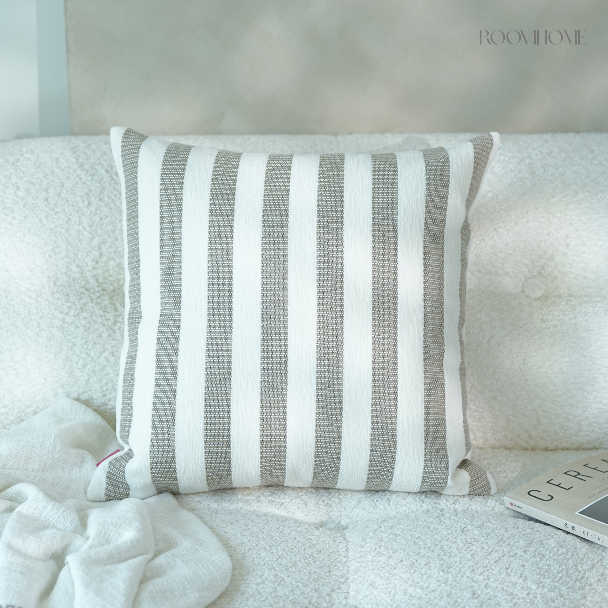 Chenille Striped Throw Pillow / Cushion Cover • Retro Modern Style • Sofa Cushion for Living Room • Home Decor | RooviHome Retro Line Collection