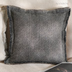 Hand-Fringed Herringbone Woven Decorative Cushions