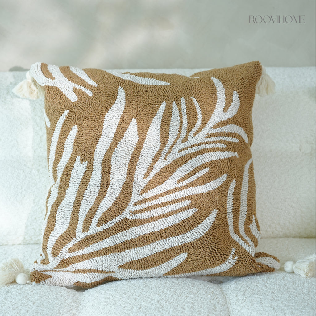 Leaf Shadows Tufted Cushions with Tassels