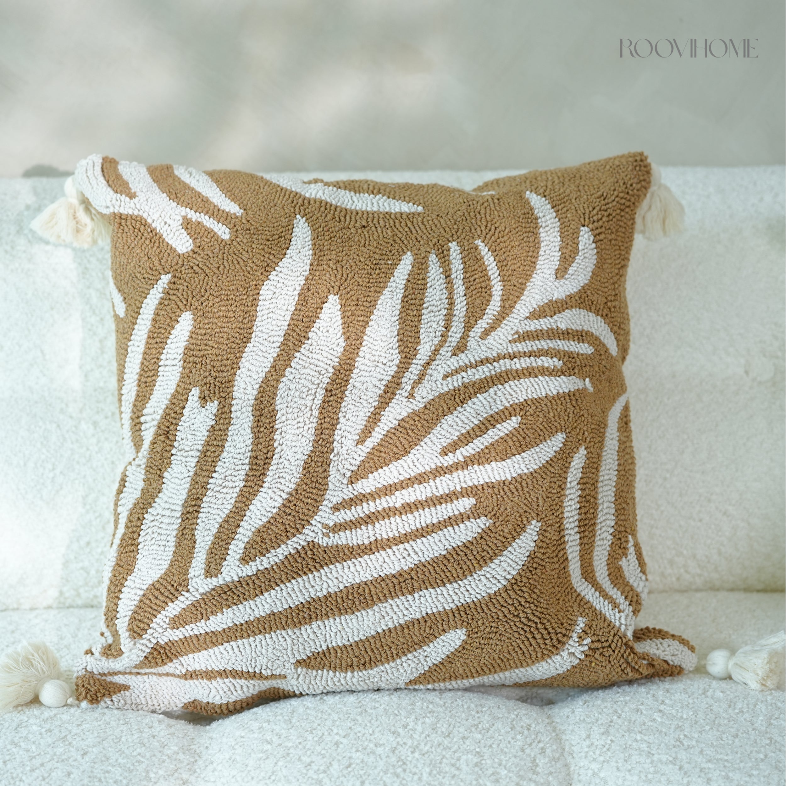 Leaf Shadows Tufted Cushions with Tassels