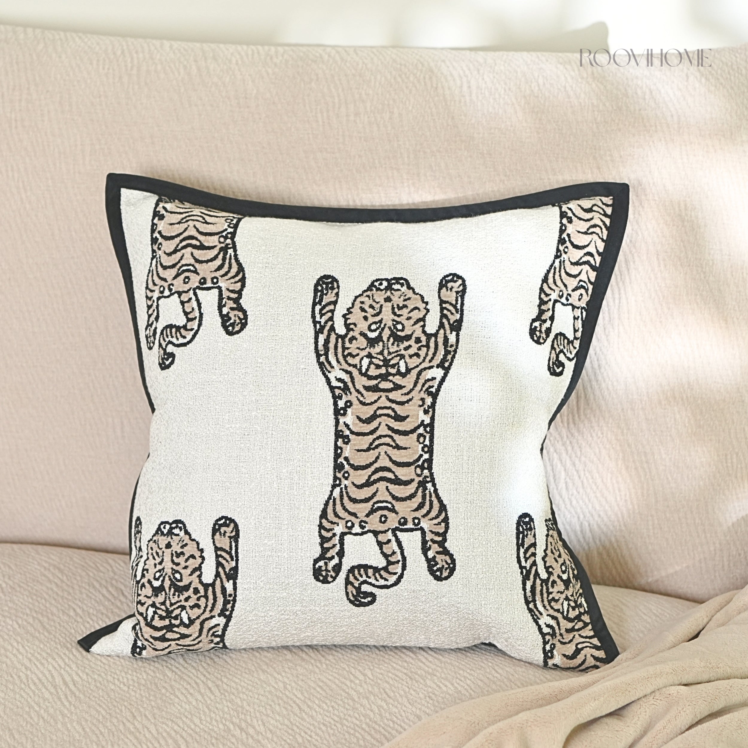 Wandering Tiger Throw Pillow — Vintage Minimal Home Decor