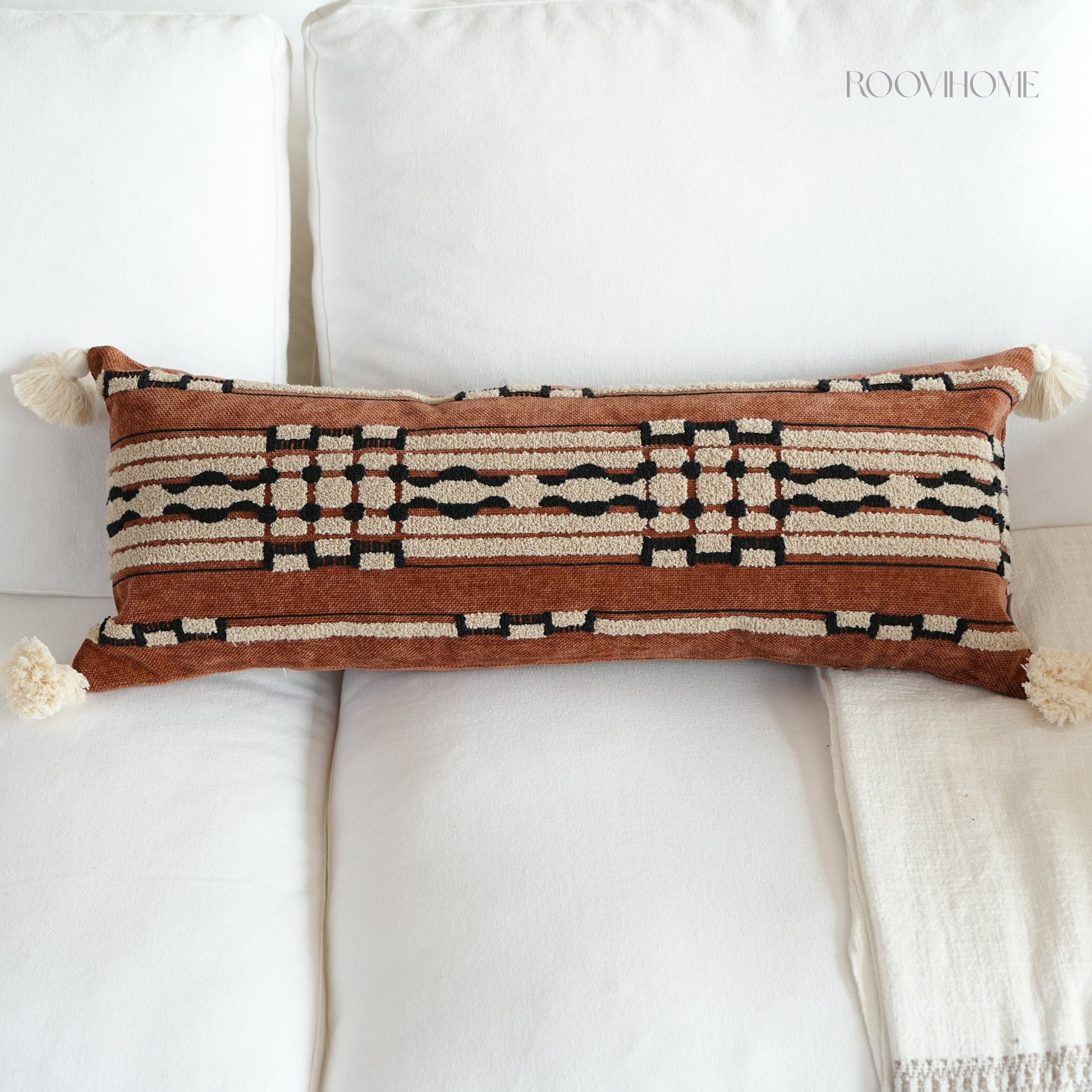 Tribe Echo Retro Embroidered Bolster Cushions
