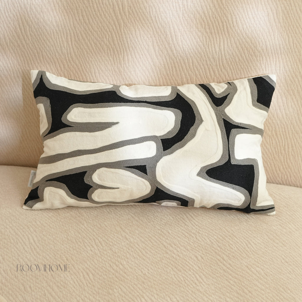 Monochrome Abstract Geometric Cushion