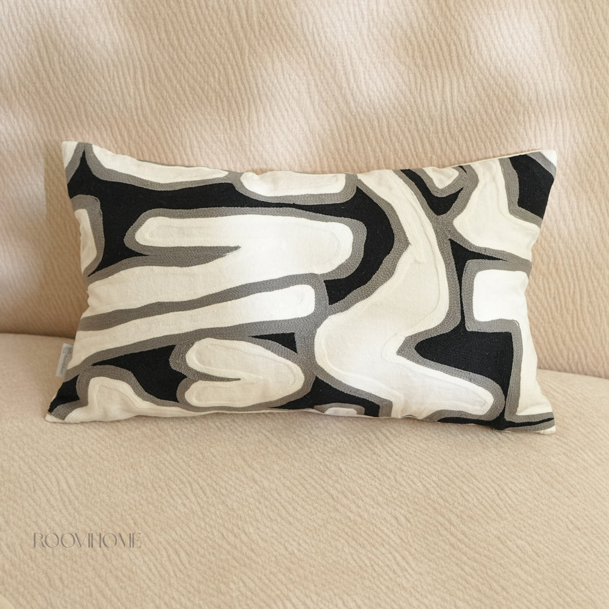 Monochrome Abstract Geometric Cushion