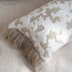 Wabi-Sabi & Japandi Style Throw Pillow / Lumbar Pillow / Cushion Cover, 3D Raised Jacquard Texture, Beige Cream Brown Tones, Rich Texture, Elegant Tassel Detail | RooviHome Wabi Weave Collection