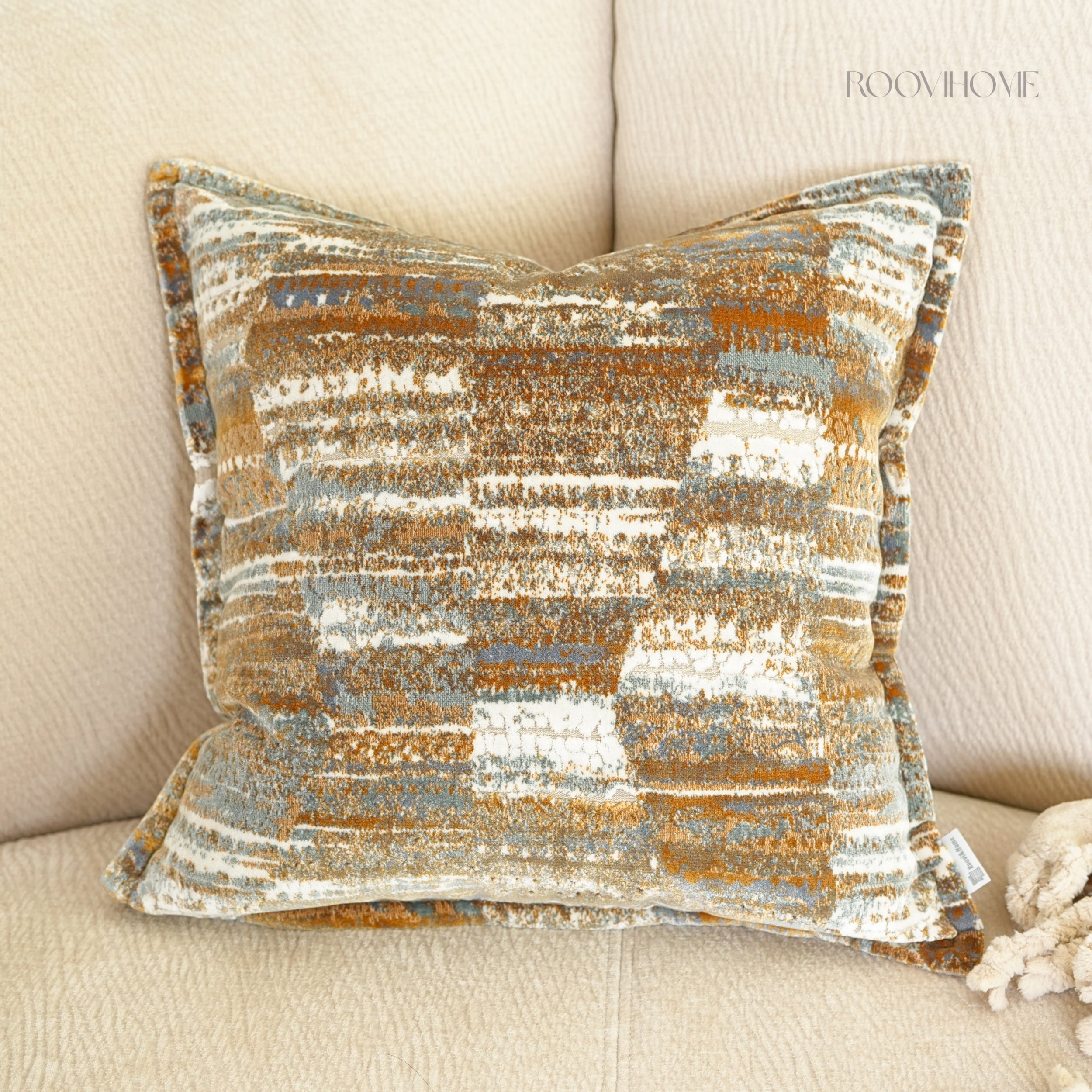Patina Canvas Velvet Modern Vintage Decorative Cushion