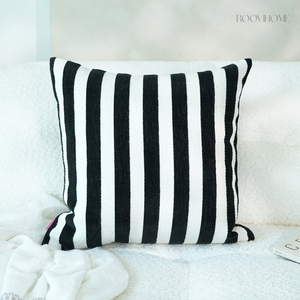 Chenille Striped Throw Pillow / Cushion Cover • Retro Modern Style • Sofa Cushion for Living Room • Home Decor | RooviHome Retro Line Collection