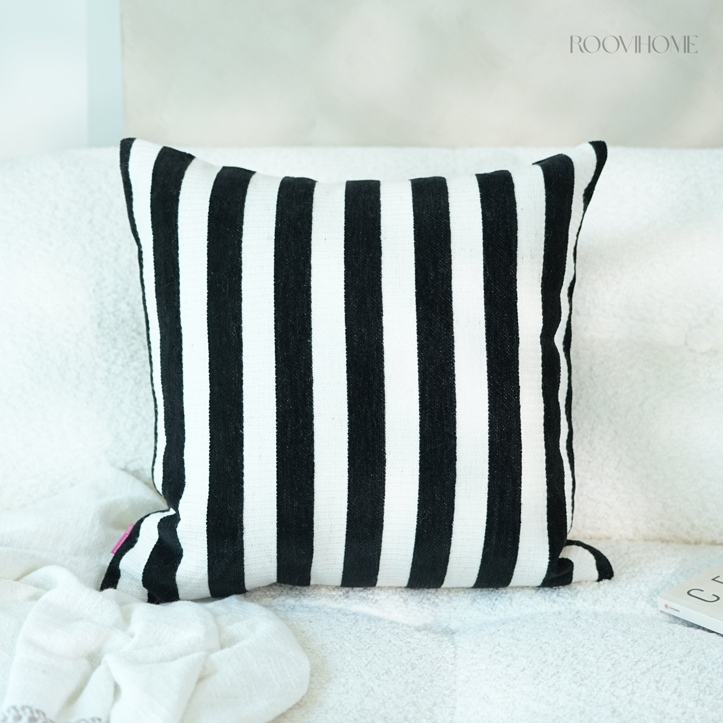Chenille Striped Throw Pillow / Cushion Cover • Retro Modern Style • Sofa Cushion for Living Room • Home Decor | RooviHome Retro Line Collection