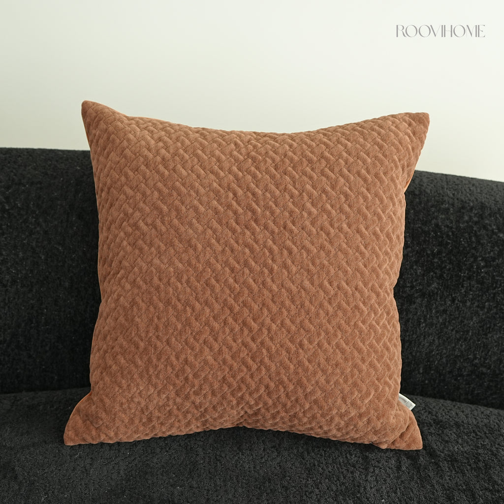 Mocha Weave Quilted Soft Chenille Decorative Cushions