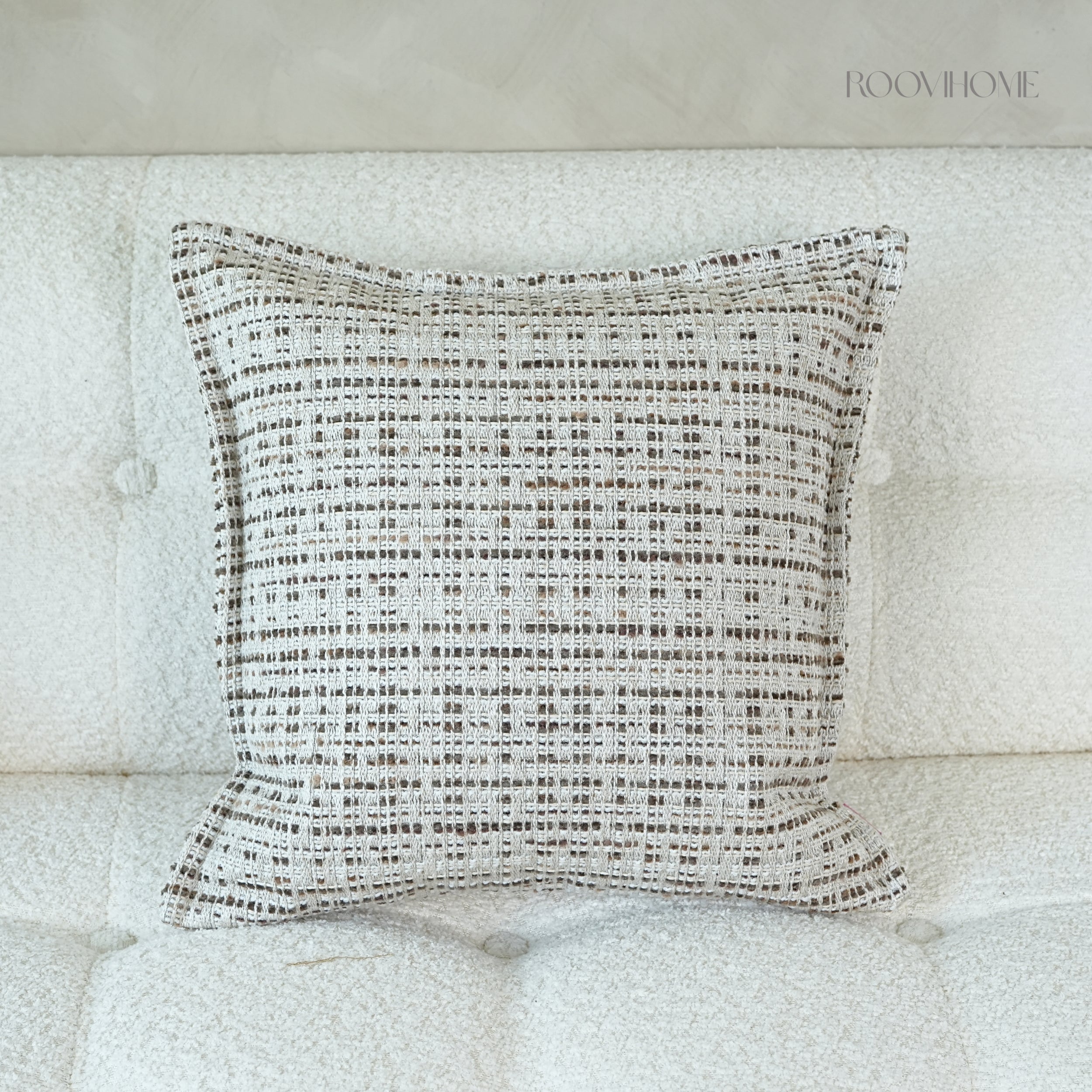 Soft Leaf Muted-Tone Jacquard Cushions