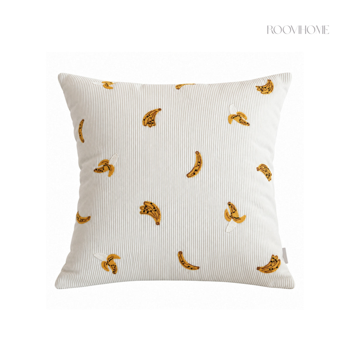 Embroidered Fruit Corduroy Cushion