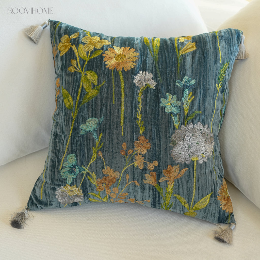 Velvet Garden Floral Cushion