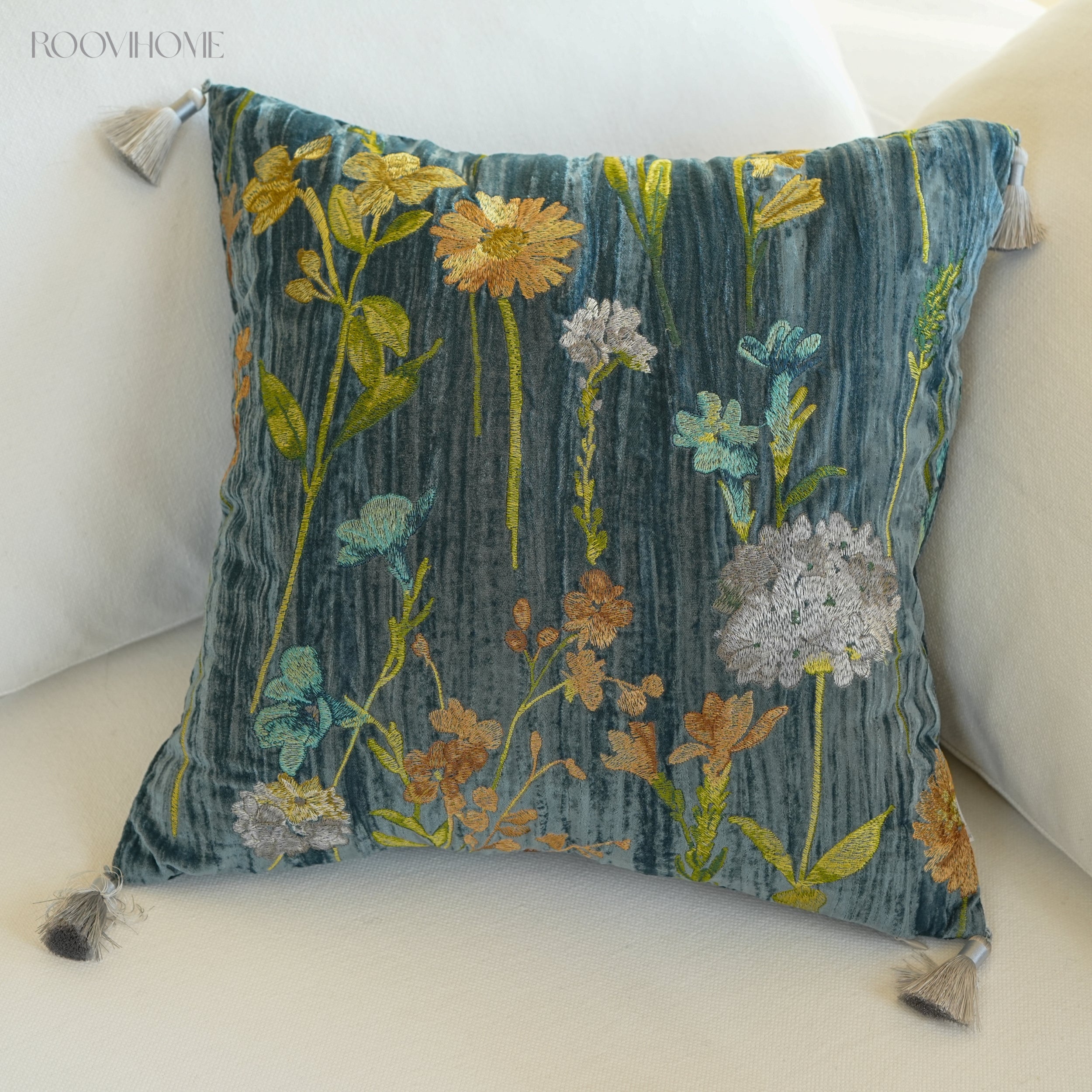 Velvet Garden Floral Cushion
