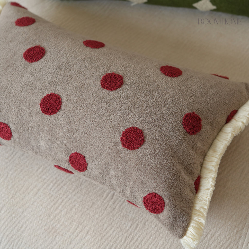 Polka Dot & Diamond & Club Embroidered Decorative Lumbar Cushions