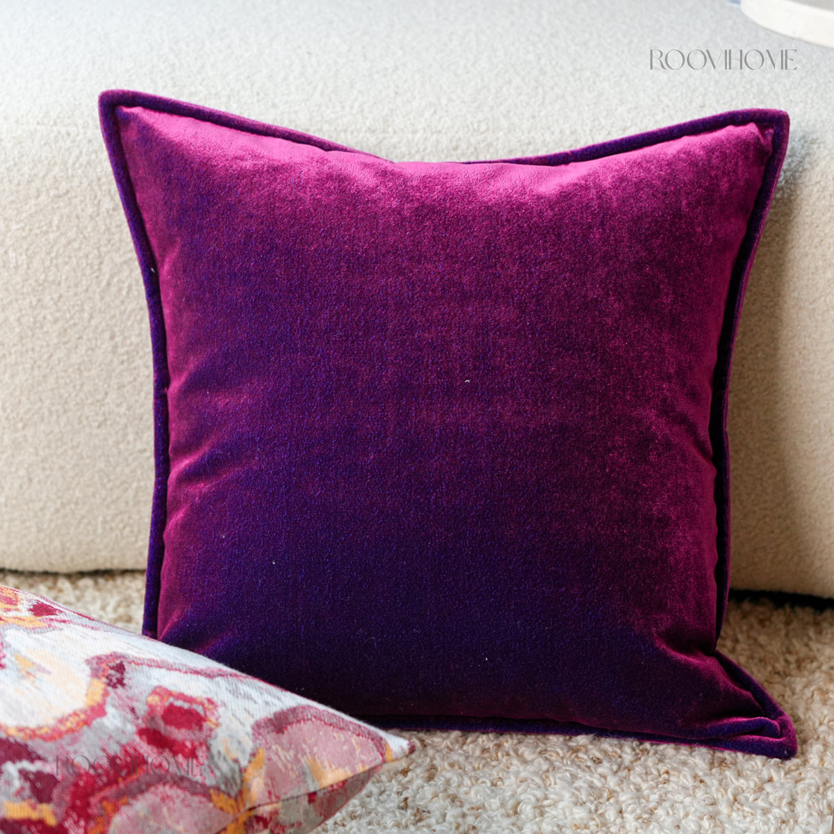 Crimson Tale Velvet Mix Artistic Pattern Cushions Set
