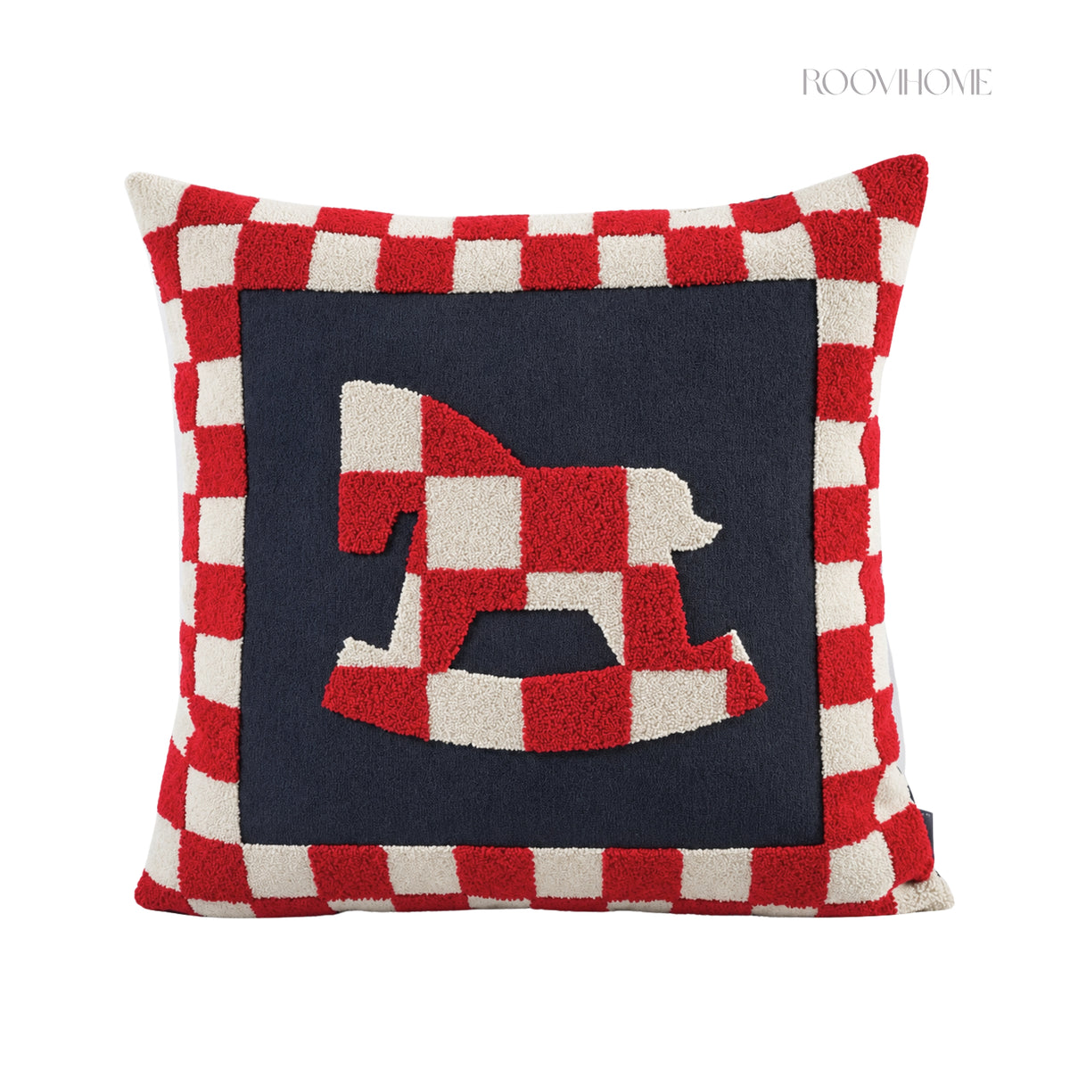 Checkered Pony Embroidered Cushion