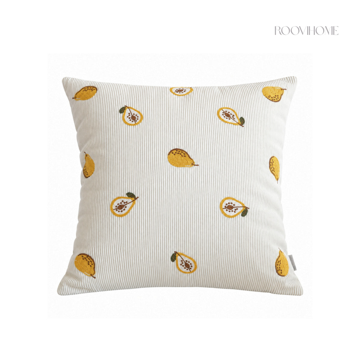 Embroidered Fruit Corduroy Cushion