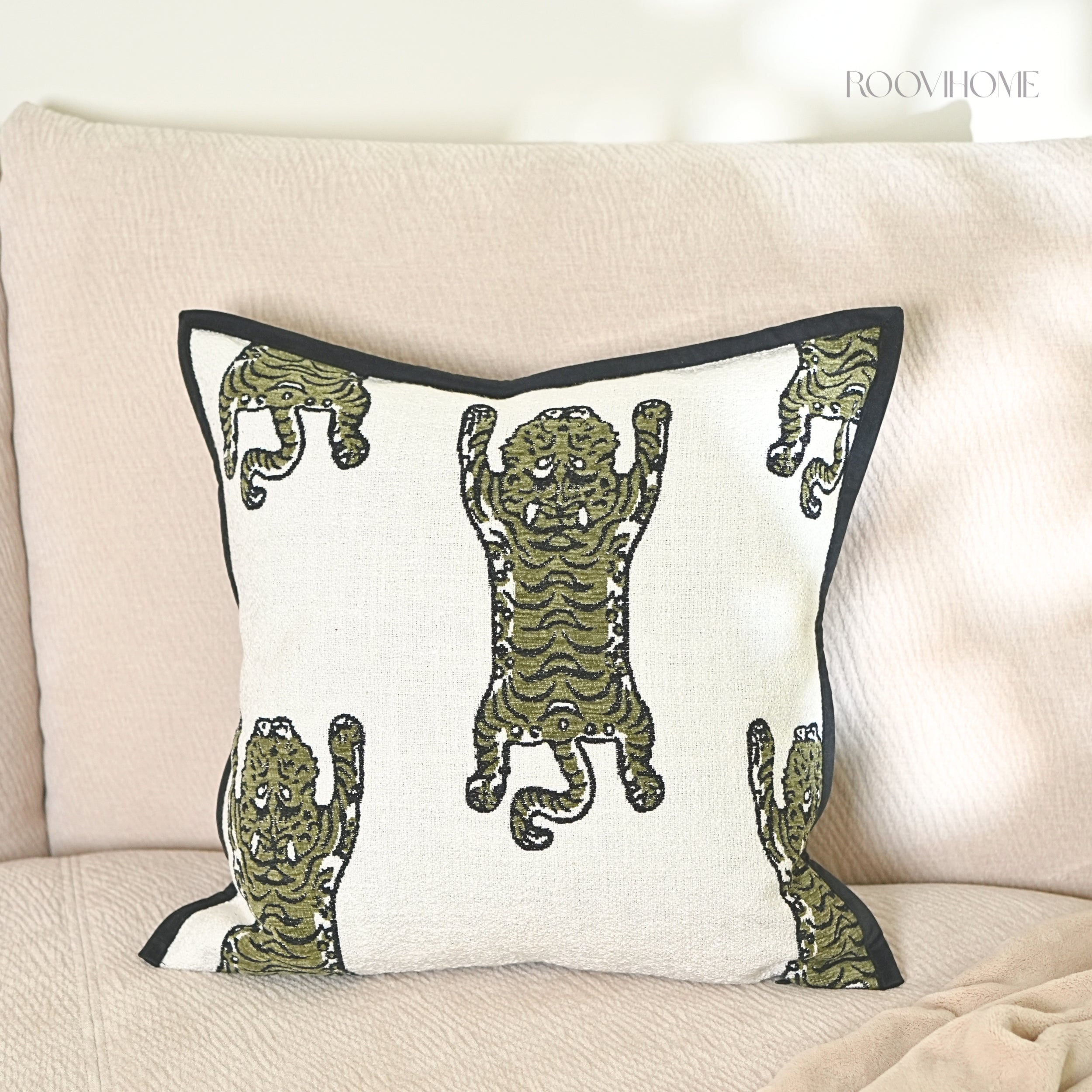 Wandering Tiger Throw Pillow — Vintage Minimal Home Decor