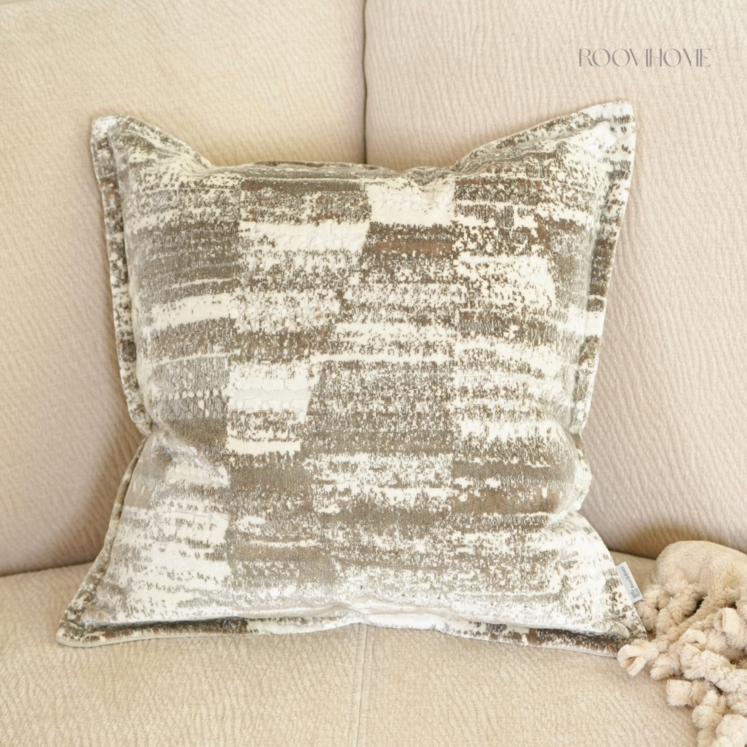 Patina Canvas Velvet Modern Vintage Decorative Cushion