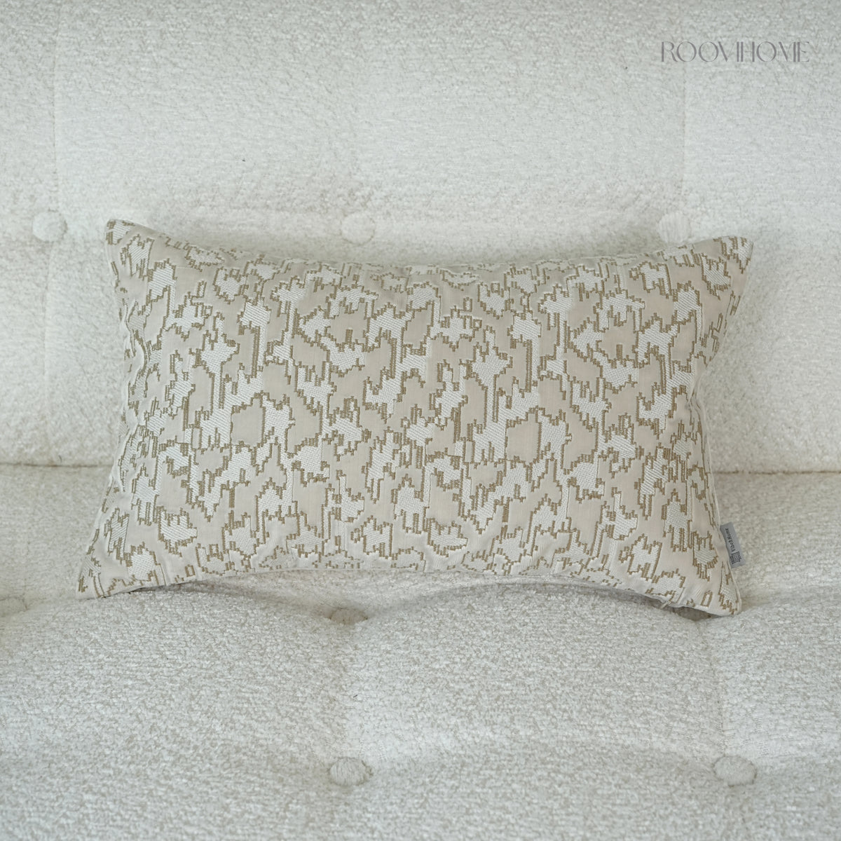 Muted Houndstooth Textured Velvet Cushion