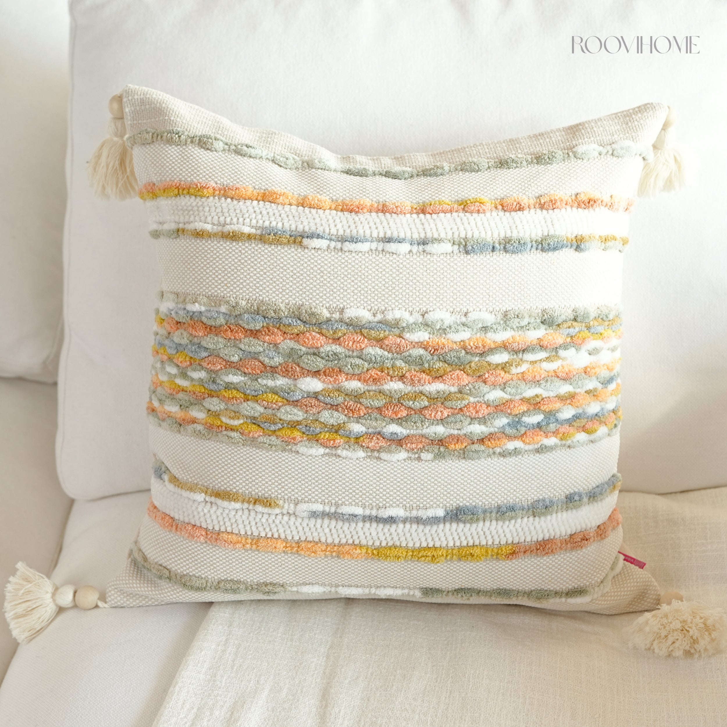 Chic Bazaar Colorful Bouclé Cushions with Tassels