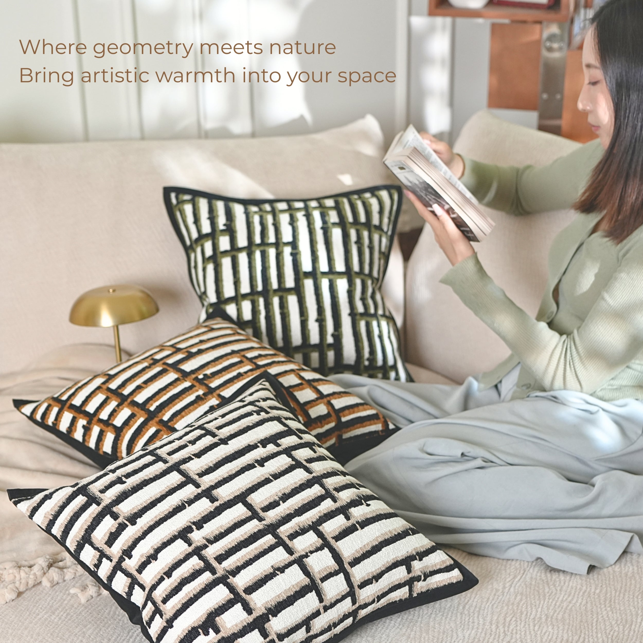 Mid-century Modern Geometric Stripes Decorative Cushions