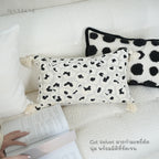 Textured Velvet Leopard Lumbar Cushion With Tassels