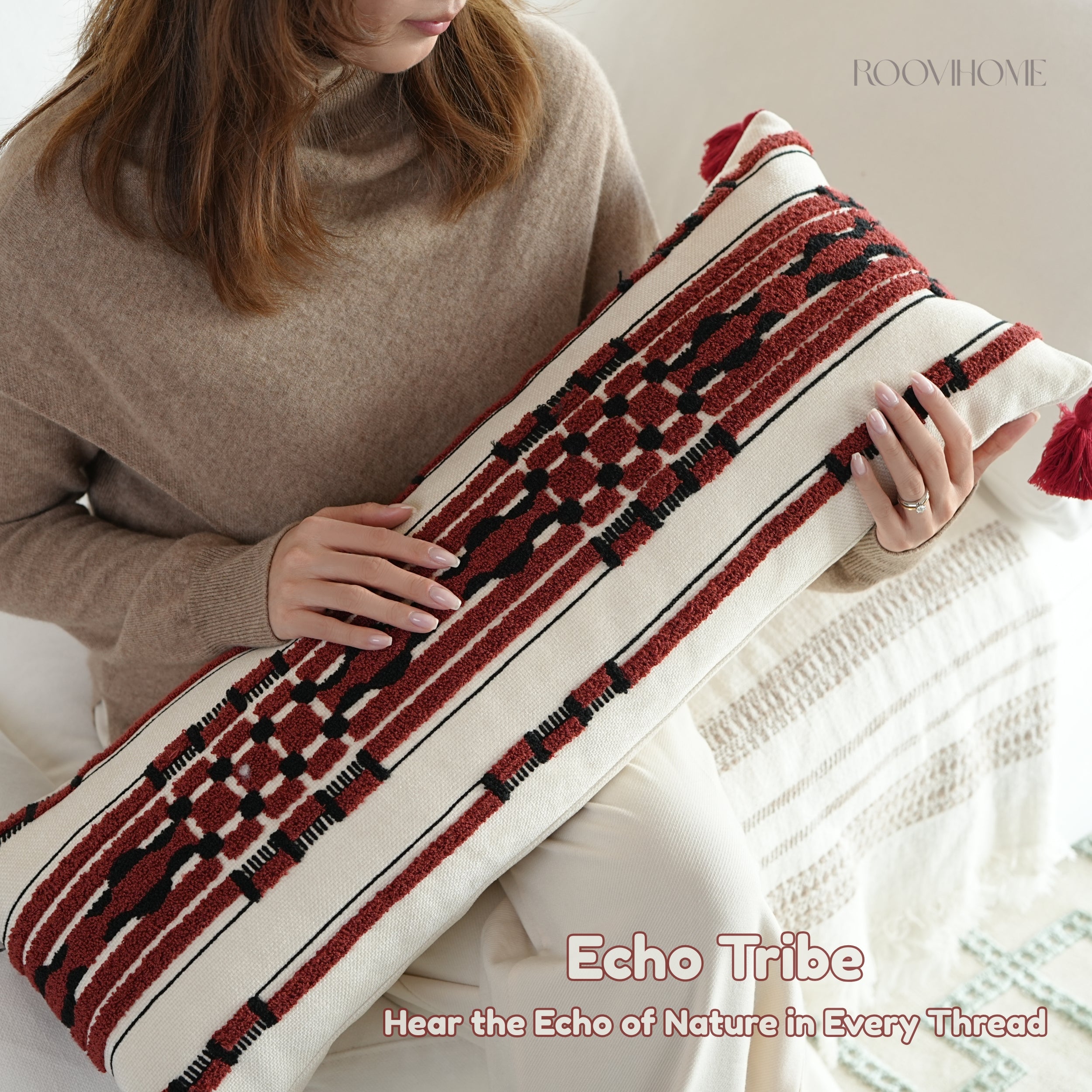 Tribe Echo Retro Embroidered Bolster Cushions