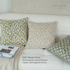 Muted Houndstooth Textured Velvet Cushions