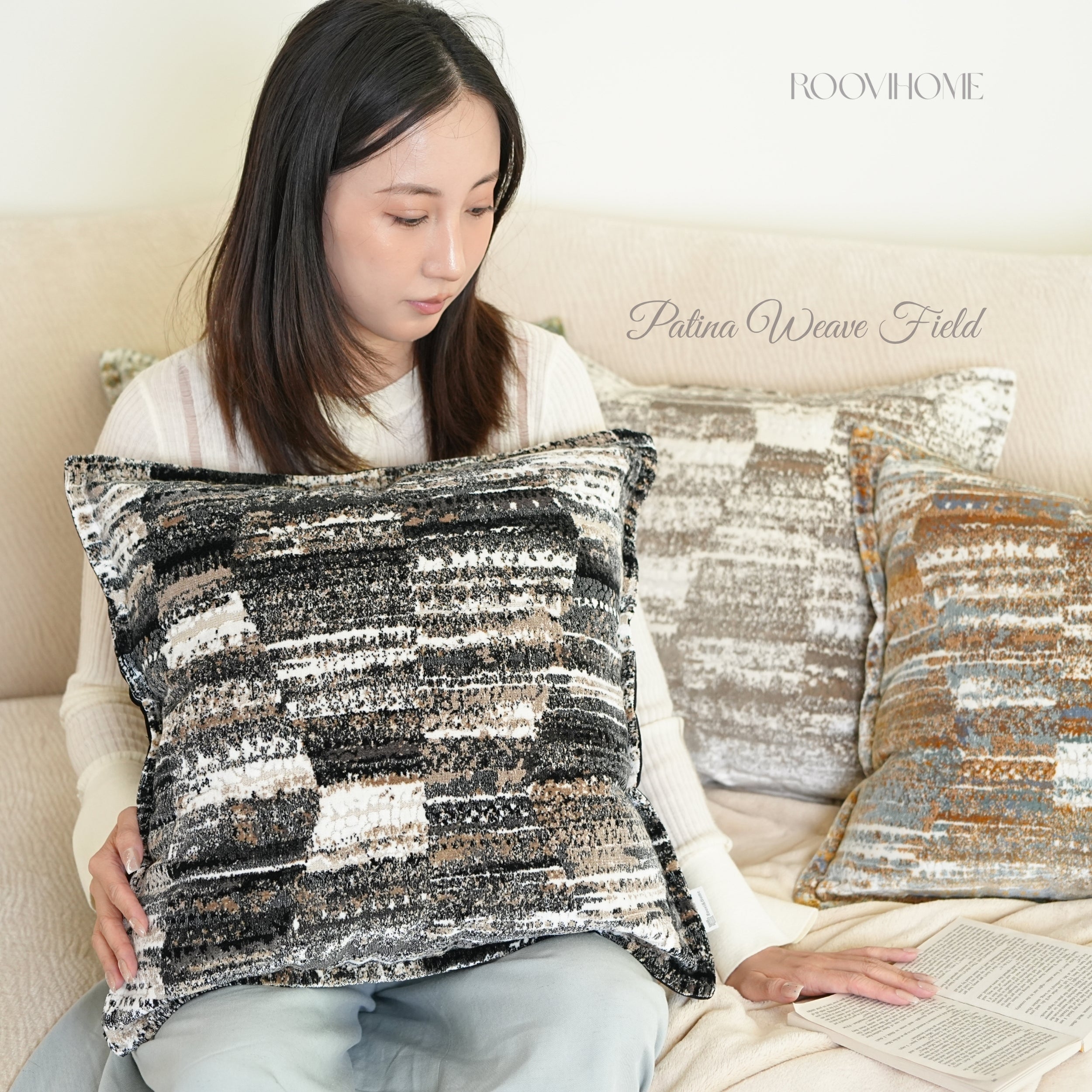 Patina Canvas Velvet Modern Vintage Decorative Cushion