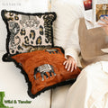 Soft Wildness Tiger & Elephant Cushions with Fringes