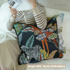 Jungle Wild Zebra & Giraffe Embroidery Cushions