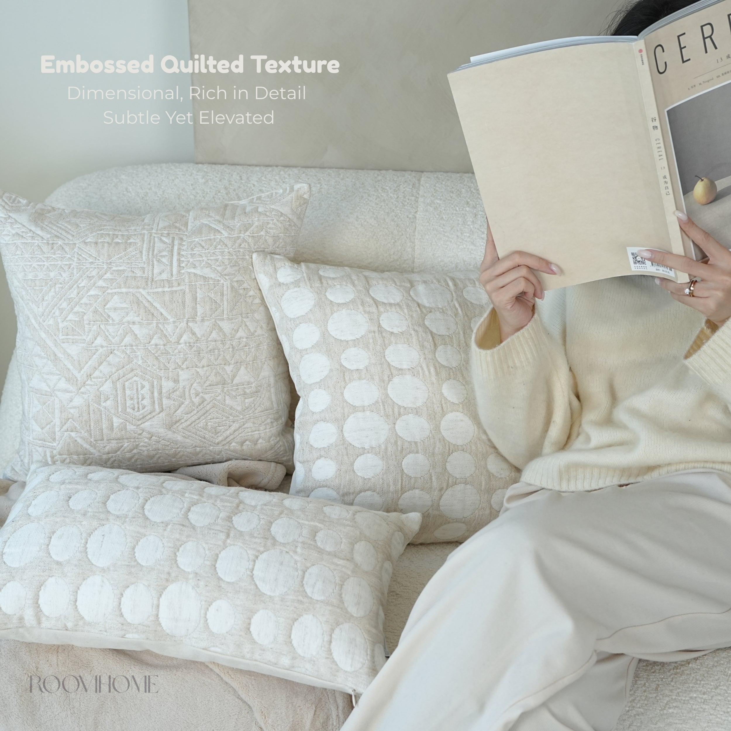 Dimensional Comfort Geometric Embossed Quilted Cushions