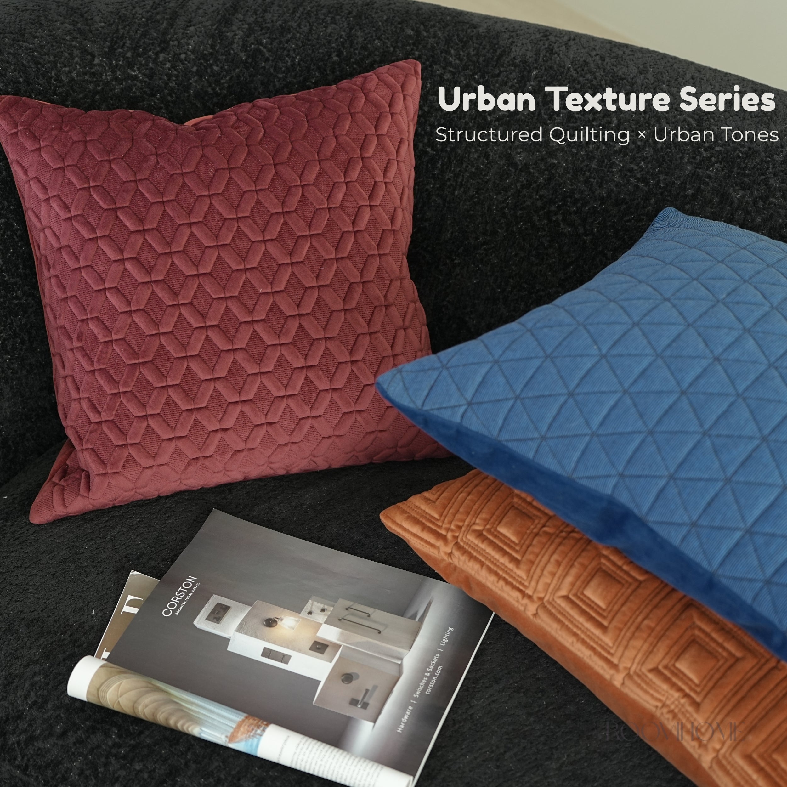 Structured Quilting Velvet Cushion Set