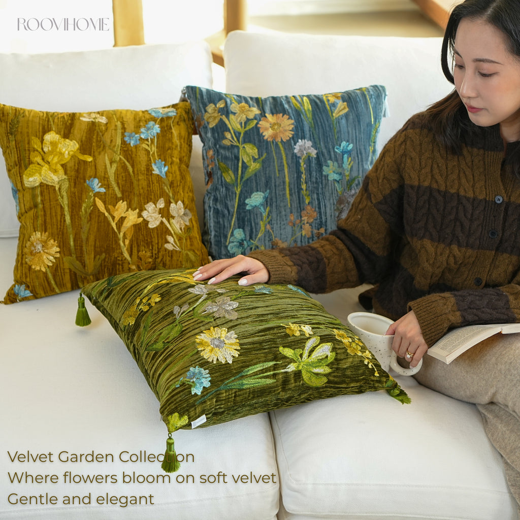 Velvet Garden Floral Cushion