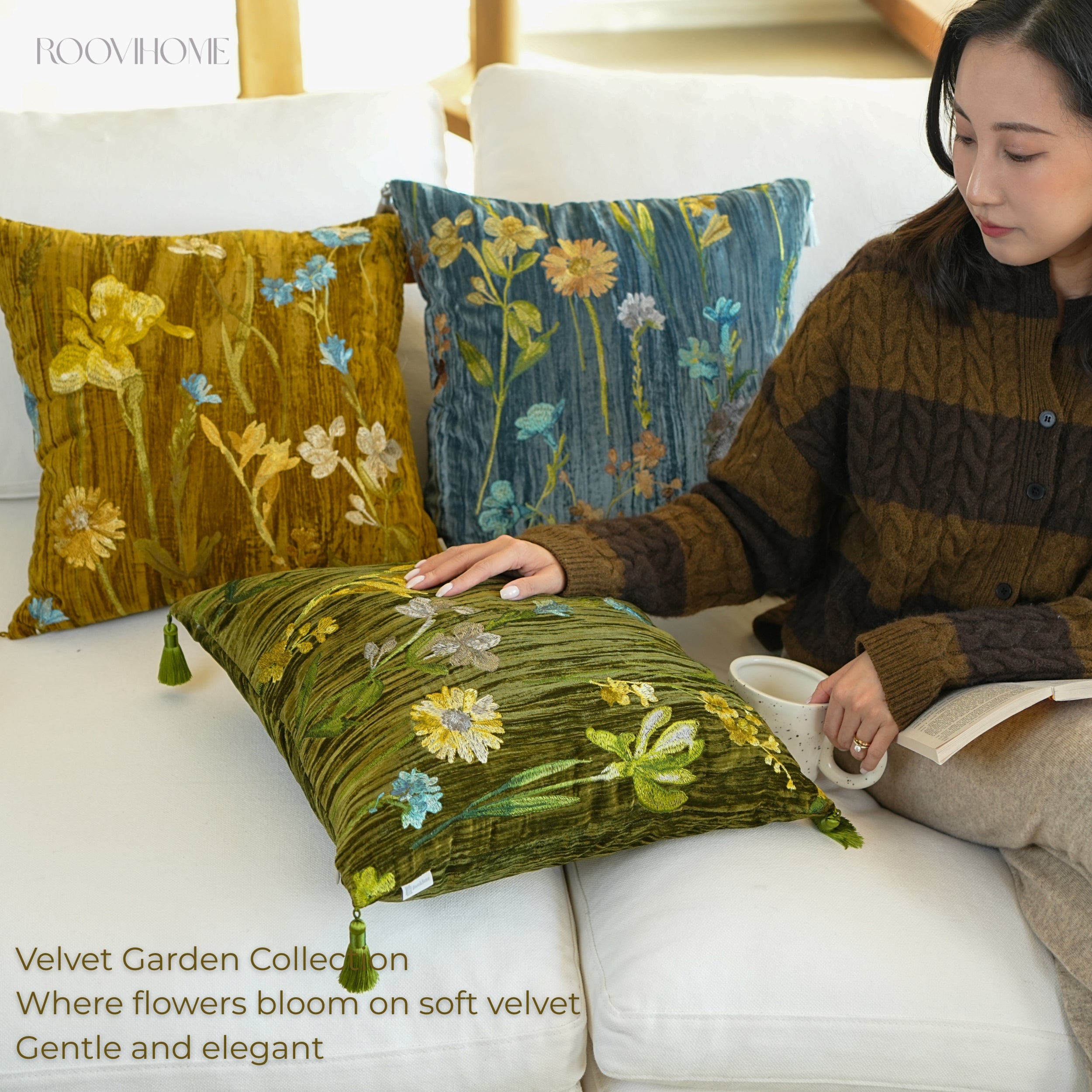Velvet Garden Floral Cushion