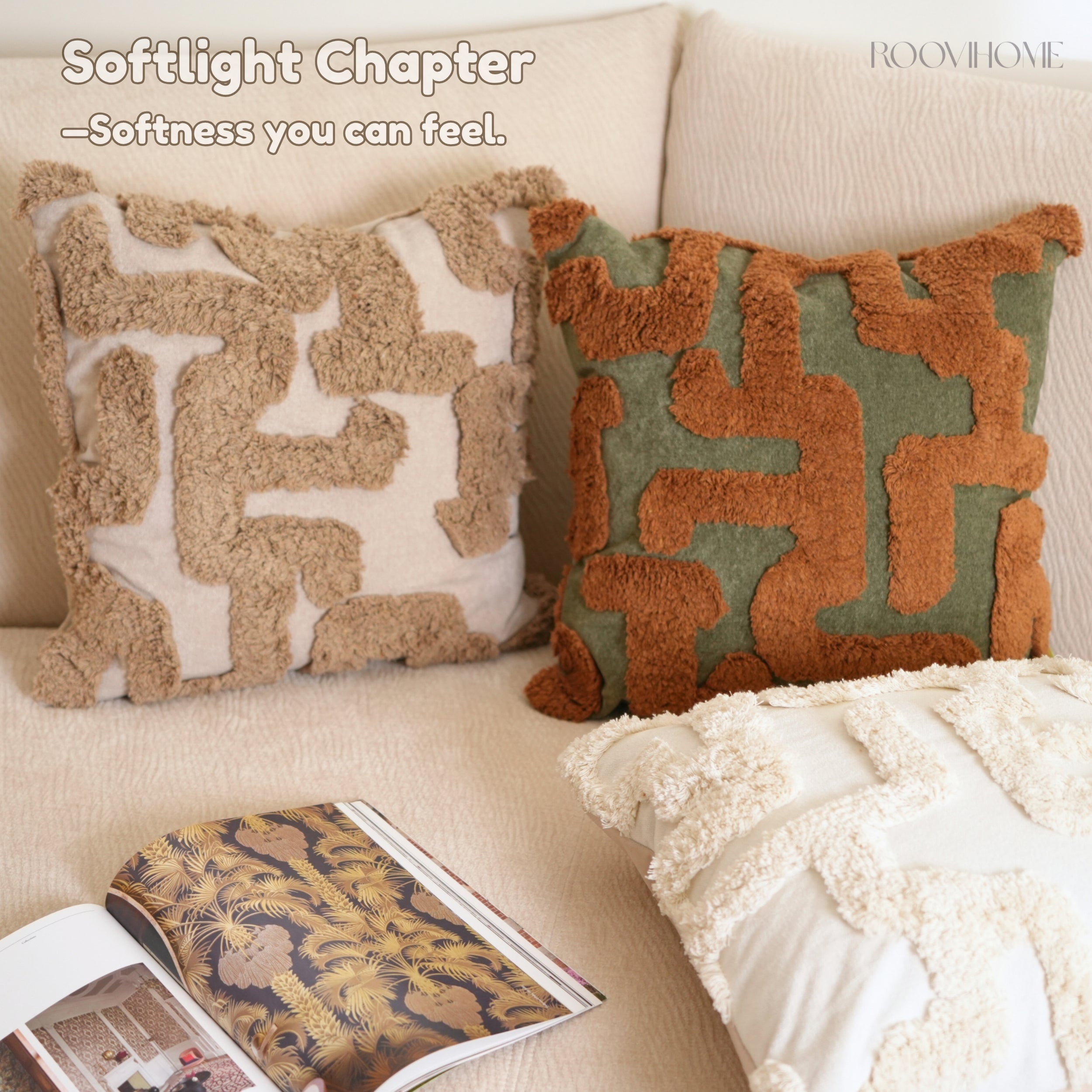 Softlight Chapter Muted Tone Geometric Tufted Cushions