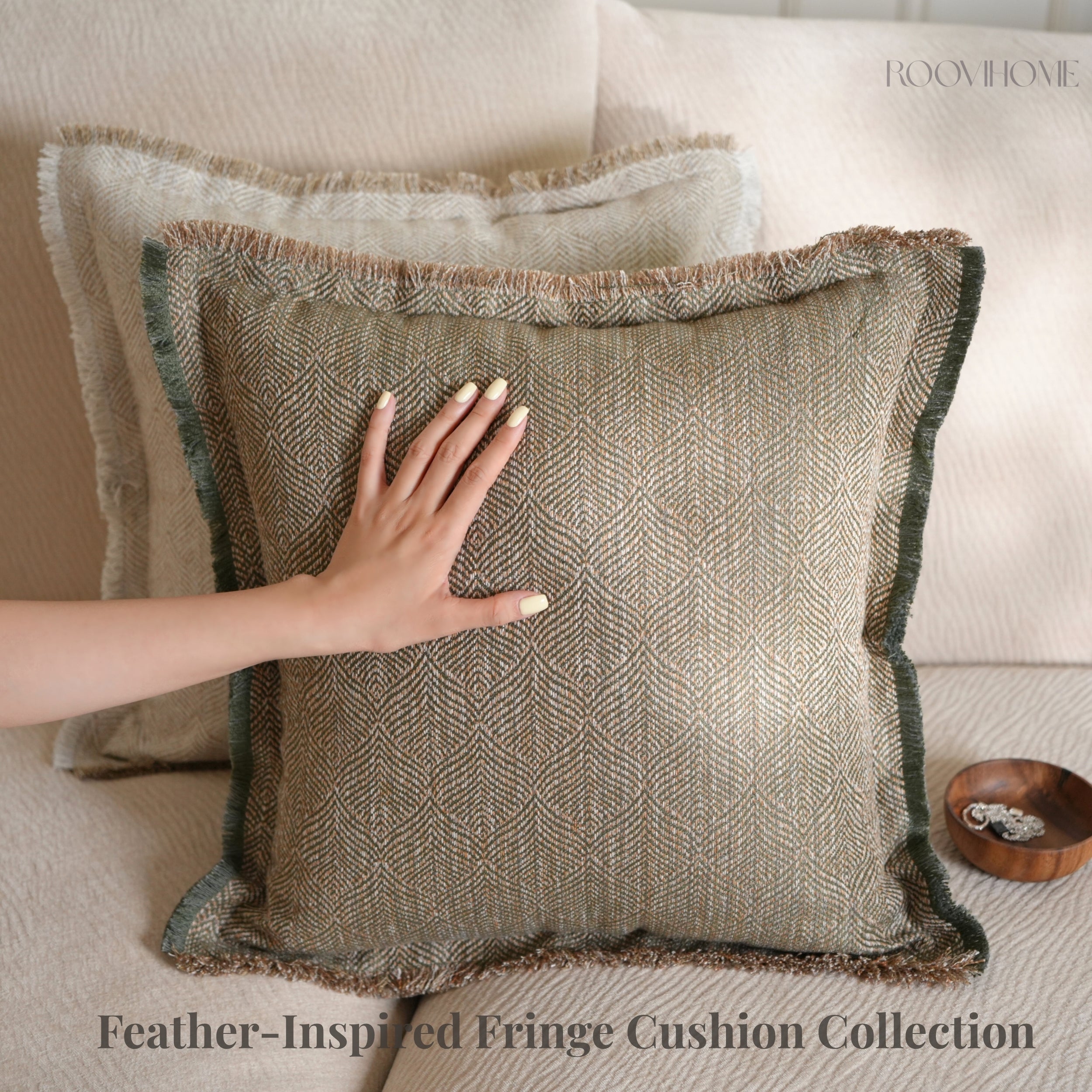 Hand-Fringed Herringbone Woven Decorative Cushions