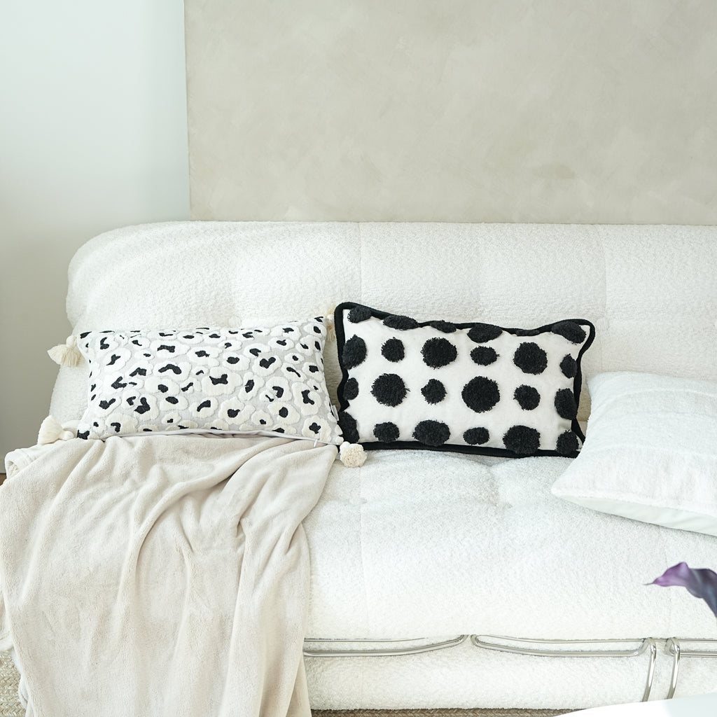 Black Tufted Dots Lumbar Cushion
