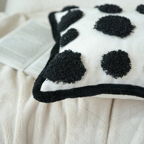 Black Tufted Dots Lumbar Cushion