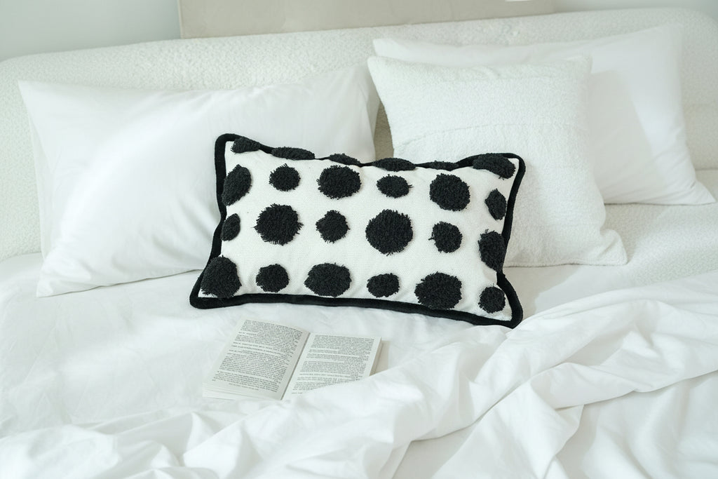 Black Tufted Dots Lumbar Cushion