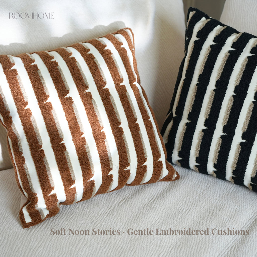 Modern Retro Raised Stripe Embroidered Cushions