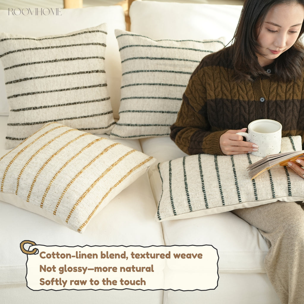 Raw Stripes Cotton-Linen Blend Cushions