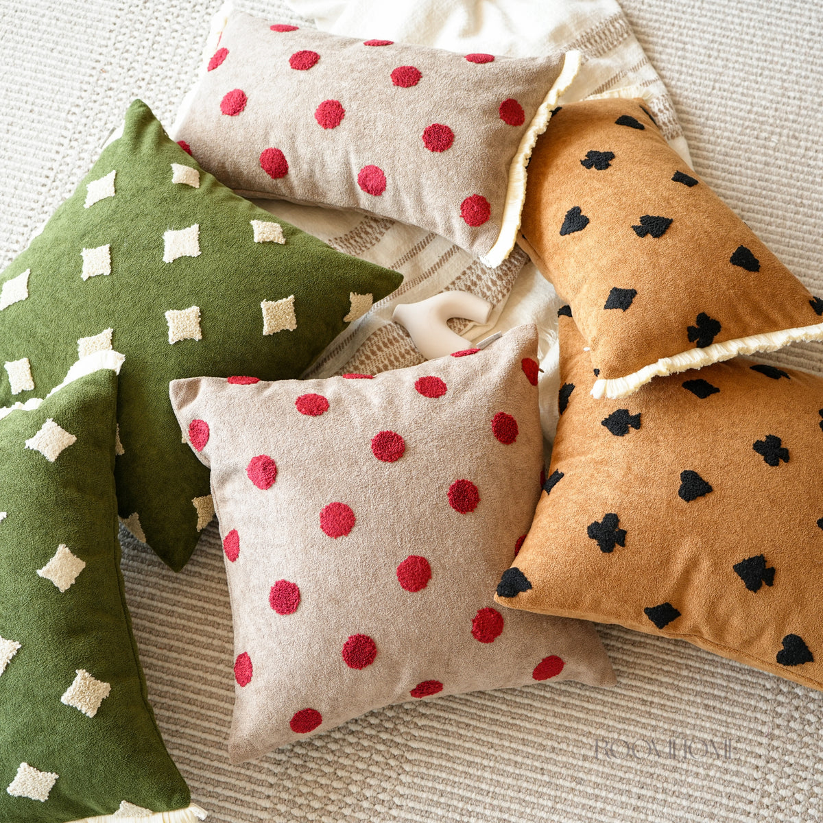 Embroidered Playful Motif Cushion