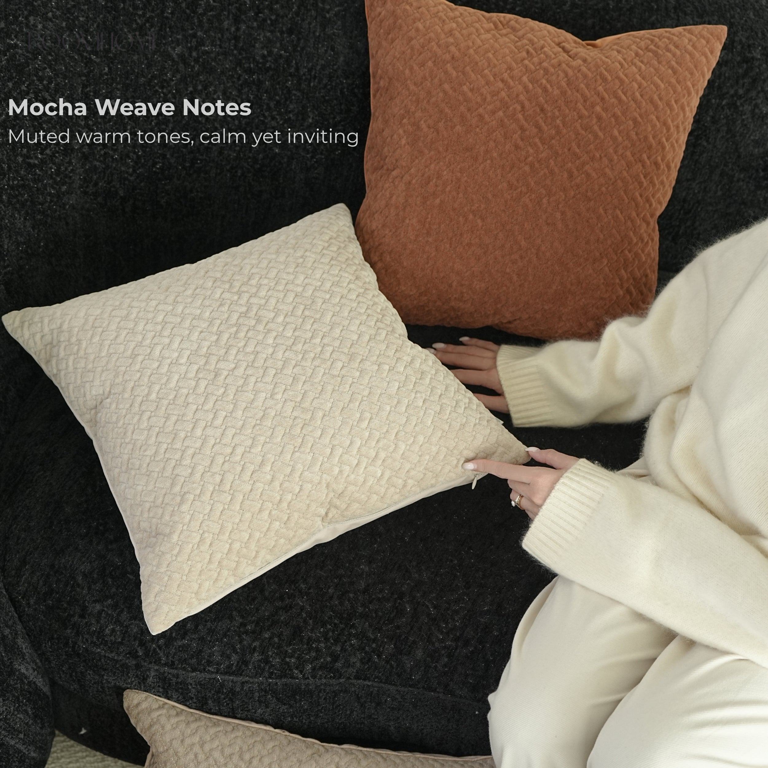 Mocha Weave Quilted Soft Chenille Decorative Cushions